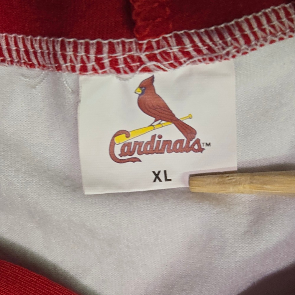 MLB St Louis Cardinals Hoodie Mens XL White Red Raglan Bird Bat‎ Phillips 66 Top - Picture 9 of 11
